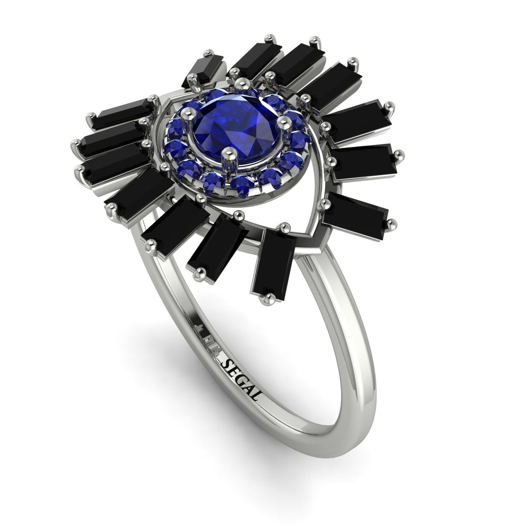 Halo Baguette Sapphire Ring - Diana No. 45