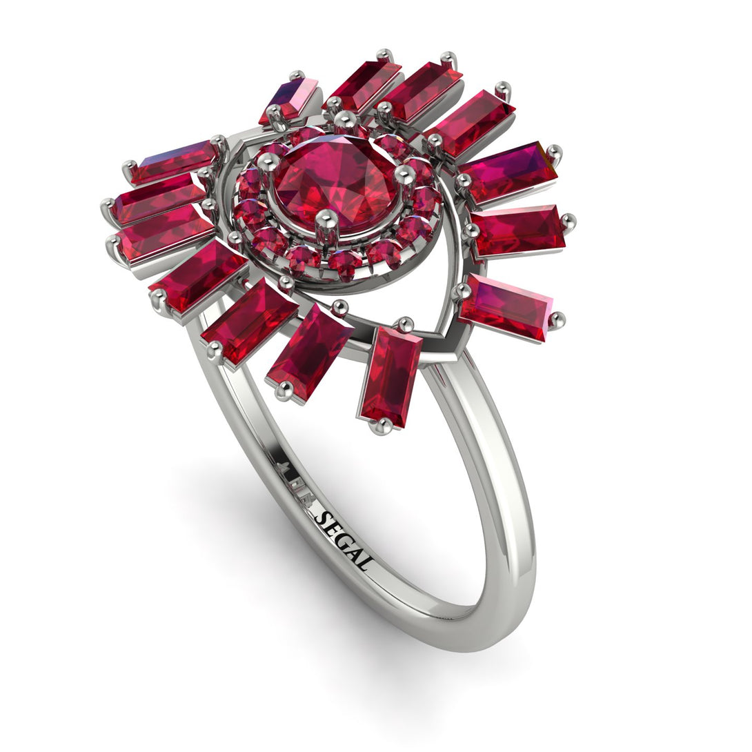 Halo Baguette Ruby Ring - Diana No. 57