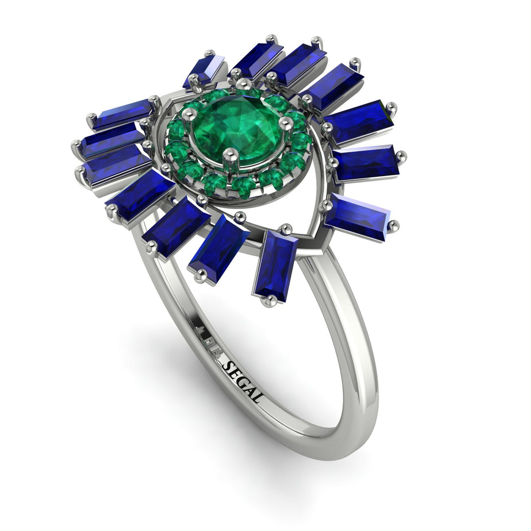 Halo Baguette Emerald Ring - Diana No. 66