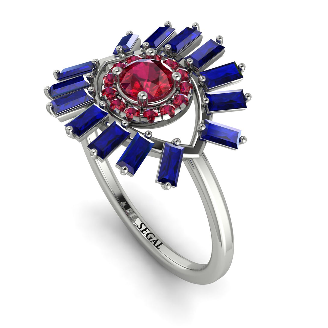 Halo Baguette Ruby Ring - Diana No. 72