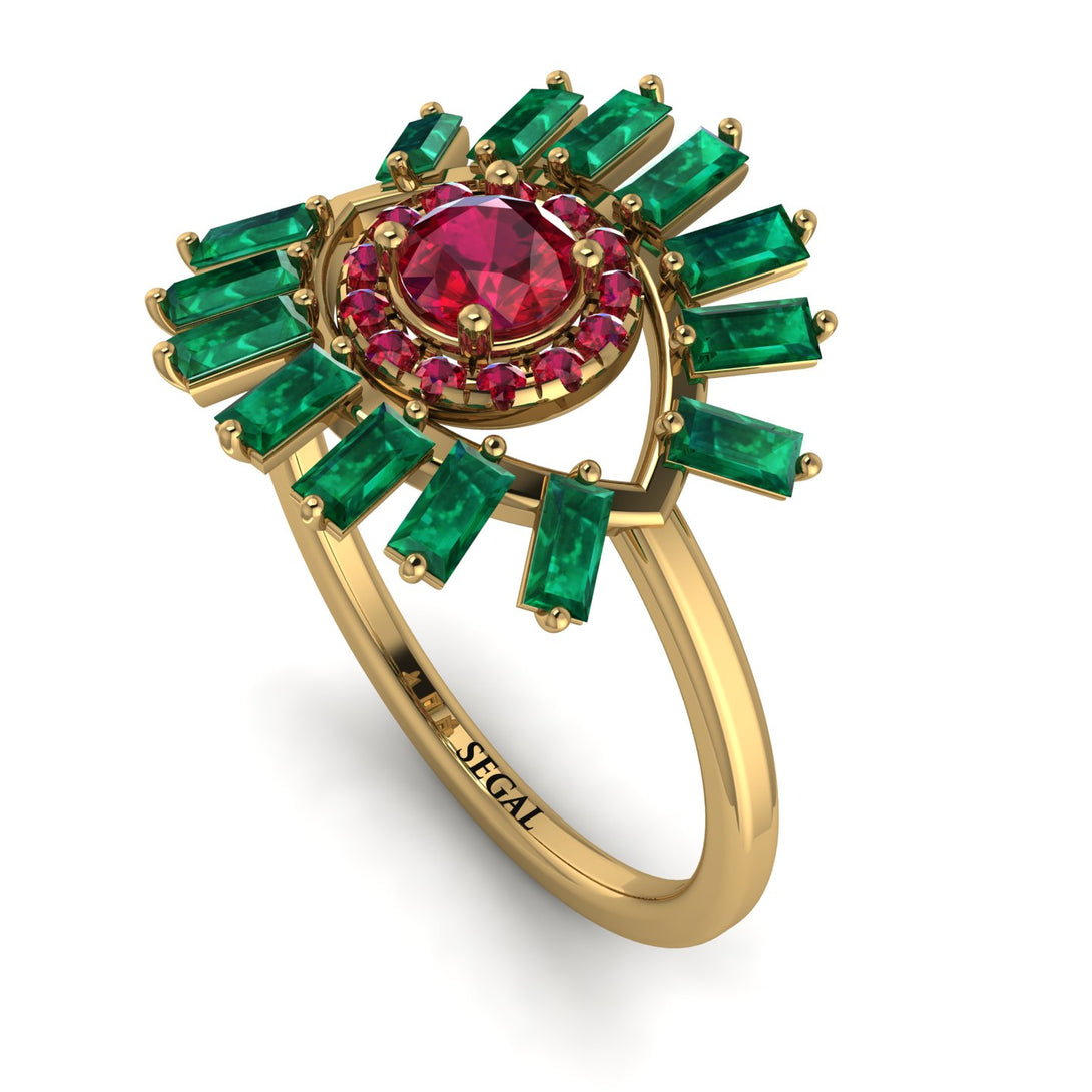 Halo Baguette Ruby Ring - Diana No. 25