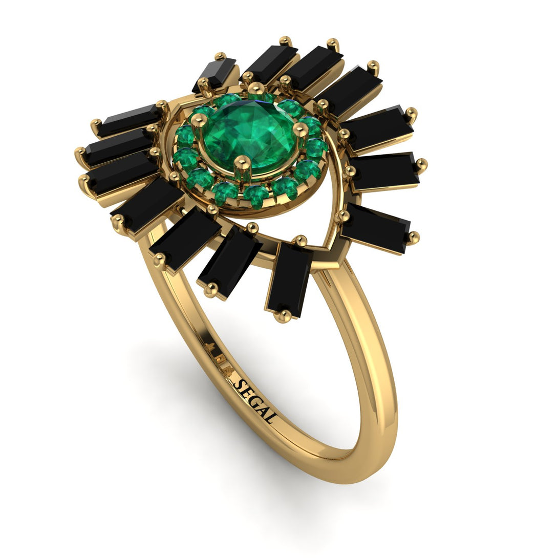 Halo Baguette Emerald Ring - Diana No. 34