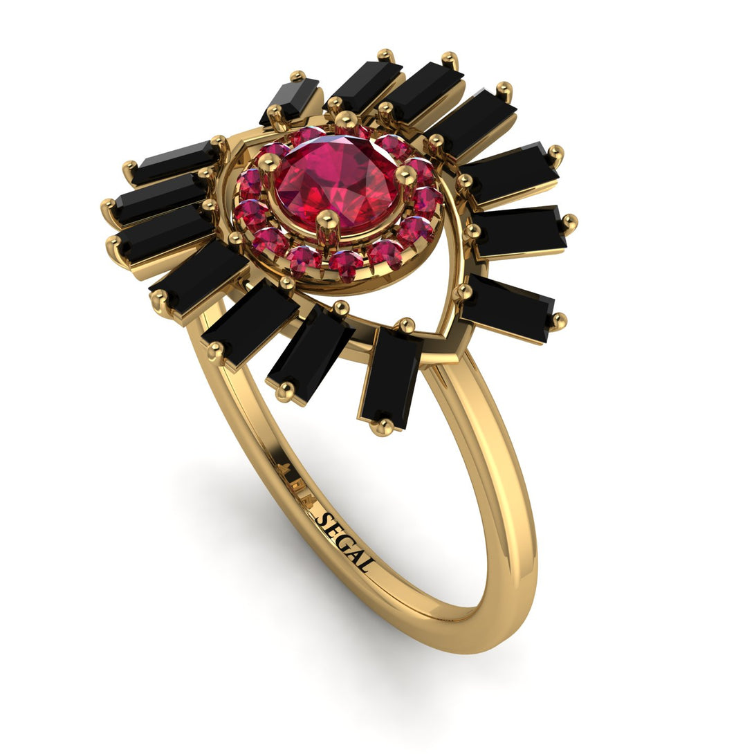 Halo Baguette Ruby Ring - Diana No. 40