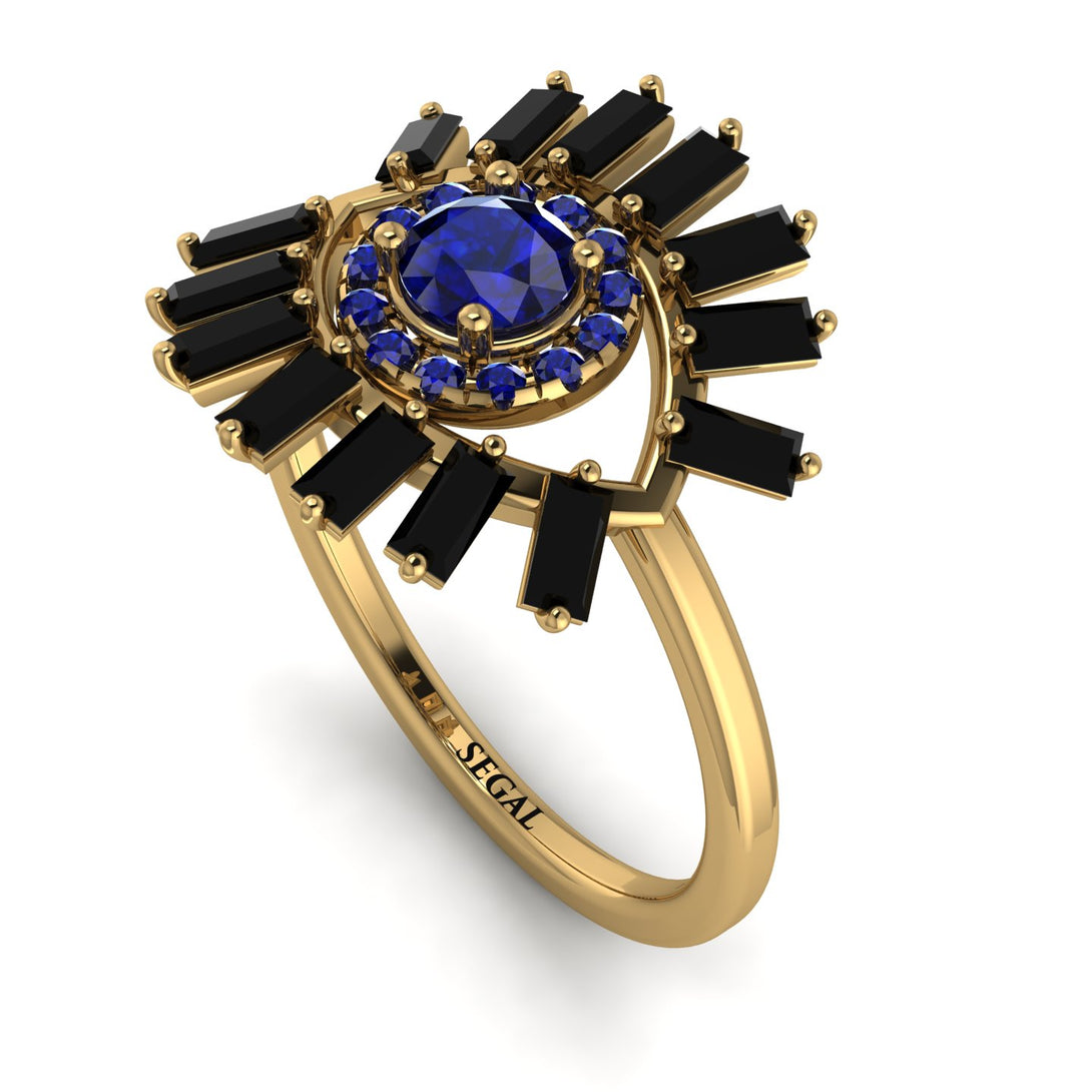 Halo Baguette Sapphire Ring - Diana No. 43