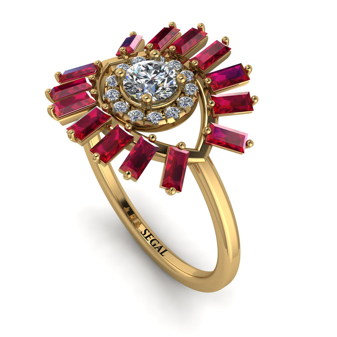 Halo Baguette Diamond Ring - Diana No. 46