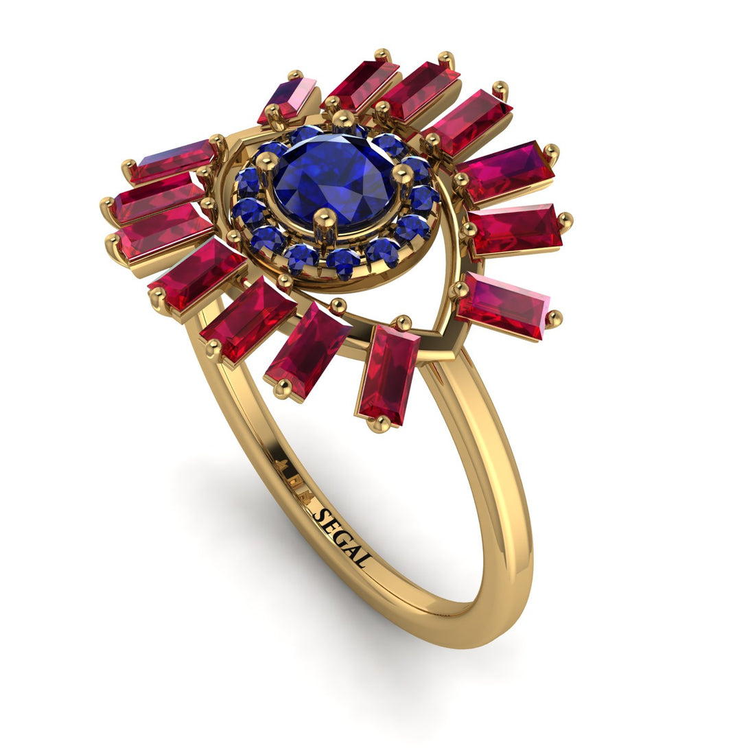 Halo Baguette Sapphire Ring - Diana No. 58