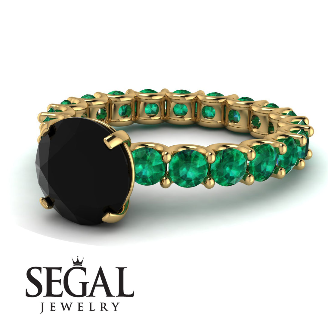 Fancy Black Diamond Engagement Ring - River No. 22