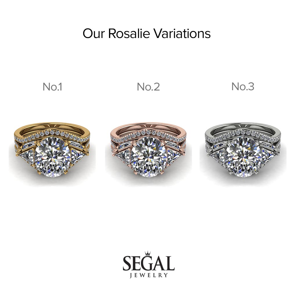 Glamorous diamond Oval Hidden Diamonds Bridal Set - Rosalie No. 1