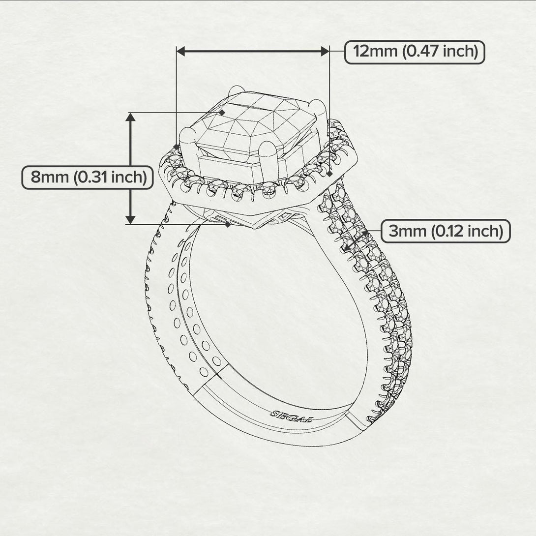 Two Tones Gorgeous Radiant Cut Diamond Pave Double Shank Engagement Ring With Hidden Stone - Felicity No. 77
