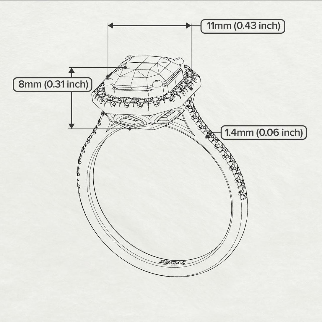 Two Tones Gorgeous Radiant Cut Diamond Pave Engagement Ring With Hidden Stone - Felicity No. 78