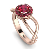 Split Shank Halo Ruby Engagement Ring - Adriana No. 56 image 1