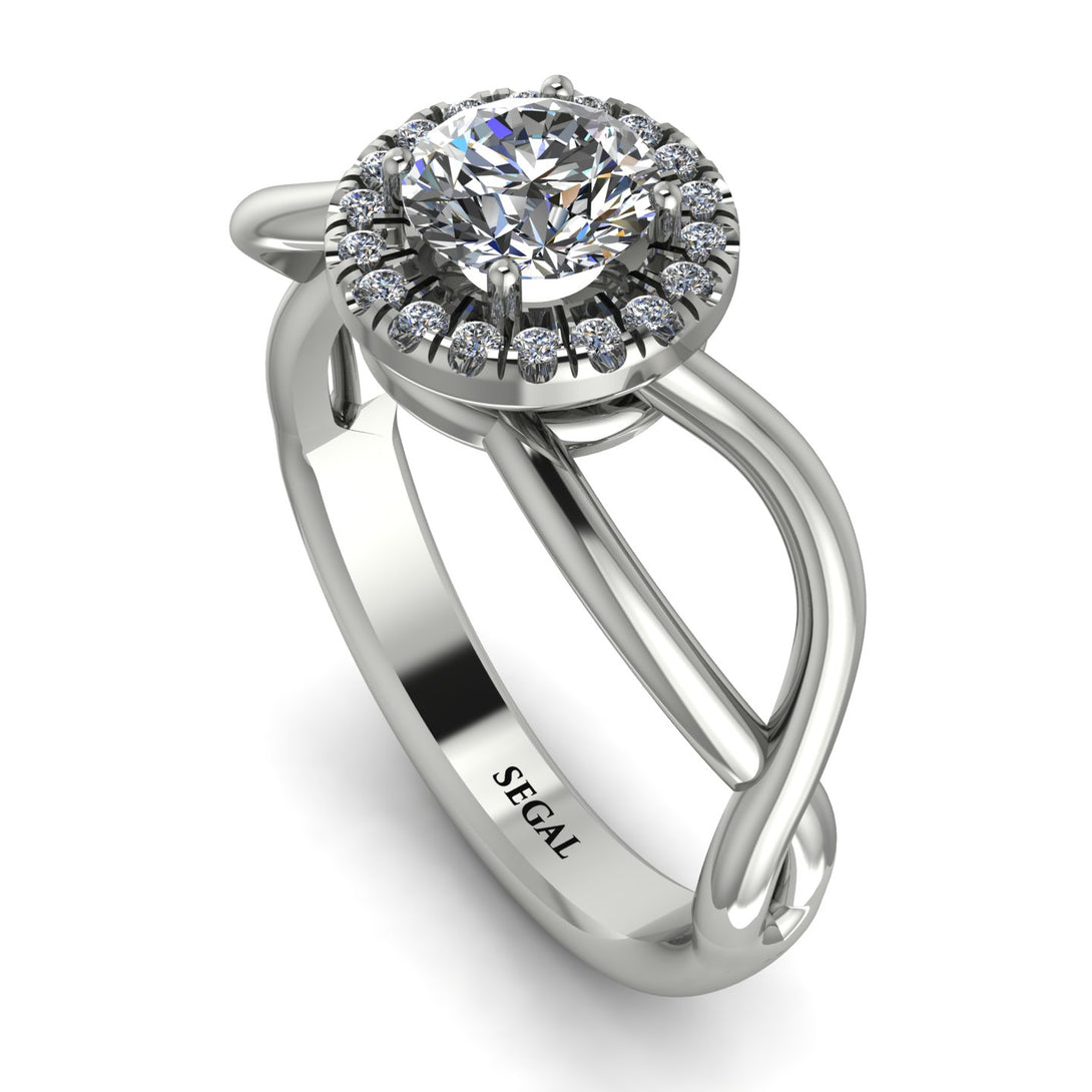 Split Shank Halo Diamond Engagement Ring - Adriana No. 3