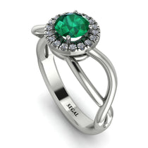 Split Shank Halo Emerald Engagement Ring - Adriana No. 6 image 1