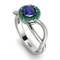 Split Shank Halo Sapphire Engagement Ring - Adriana No. 30 image 1