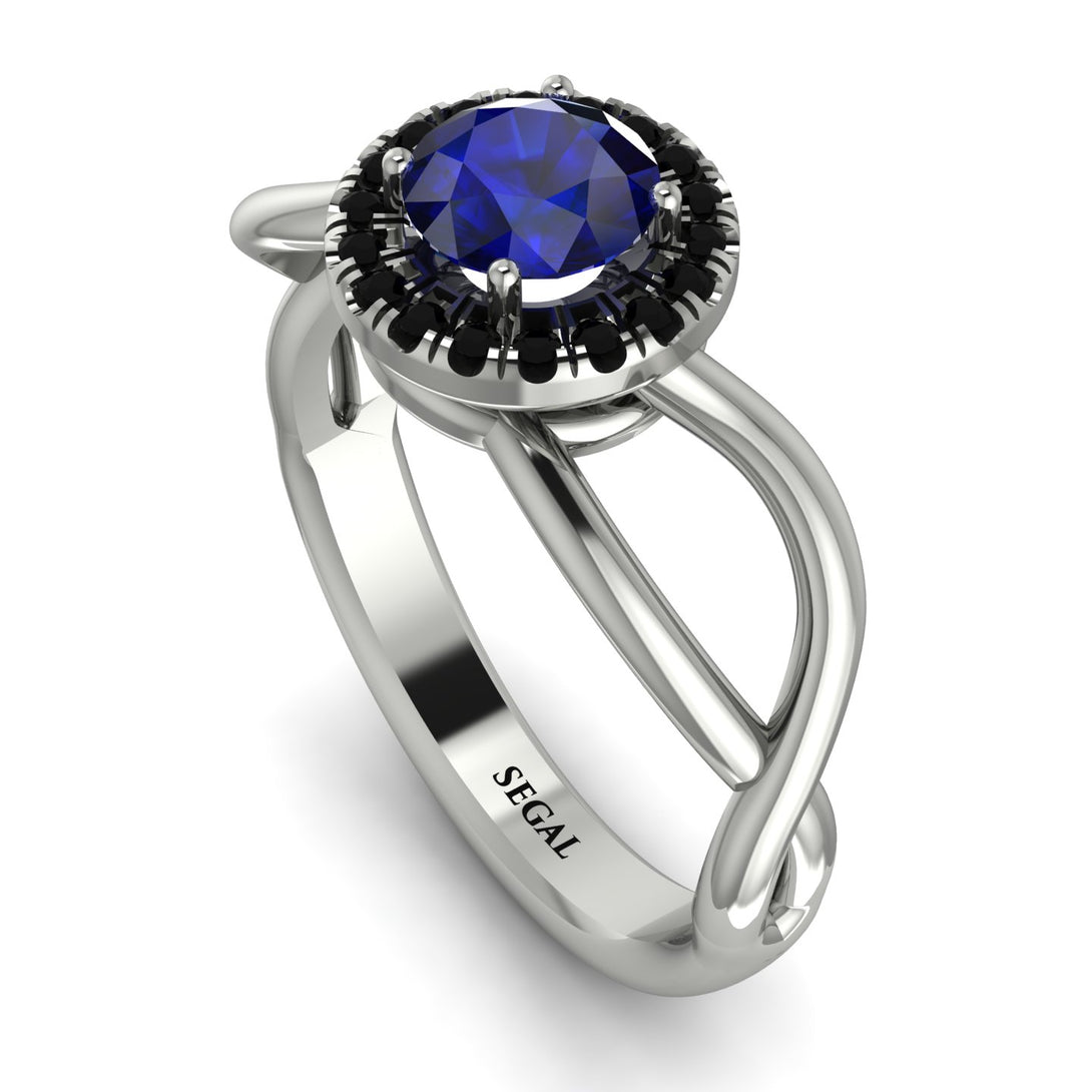 Split Shank Halo Sapphire Engagement Ring - Adriana No. 45