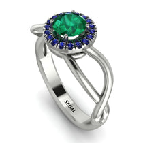 Split Shank Halo Emerald Engagement Ring - Adriana No. 66 image 1