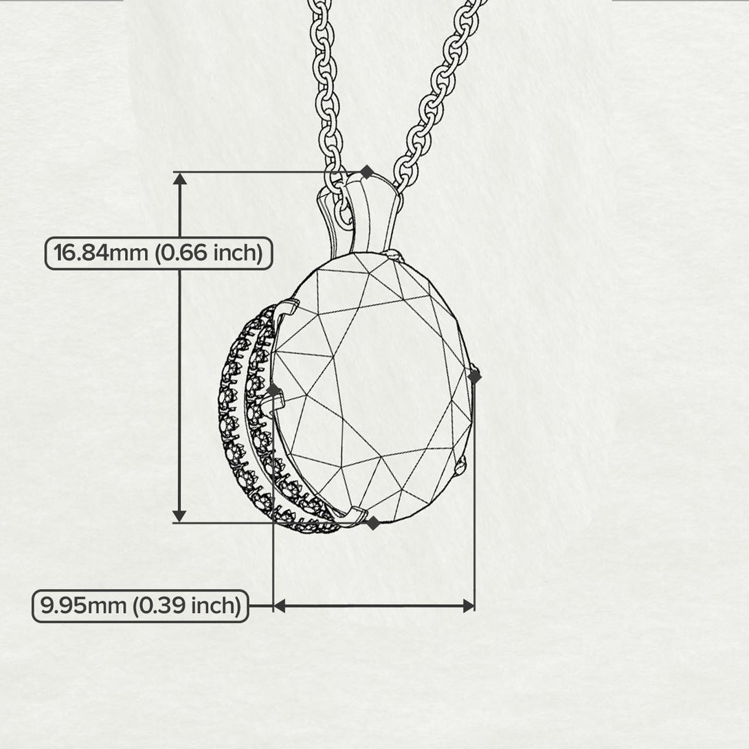 Oval Black Diamond Hidden Halo Necklace - Gemma No. 69