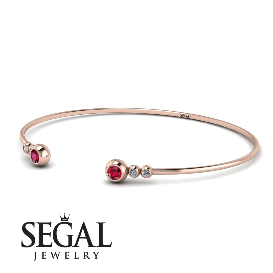 Geometric Bezel Ruby Bracelet - Josie No. 11