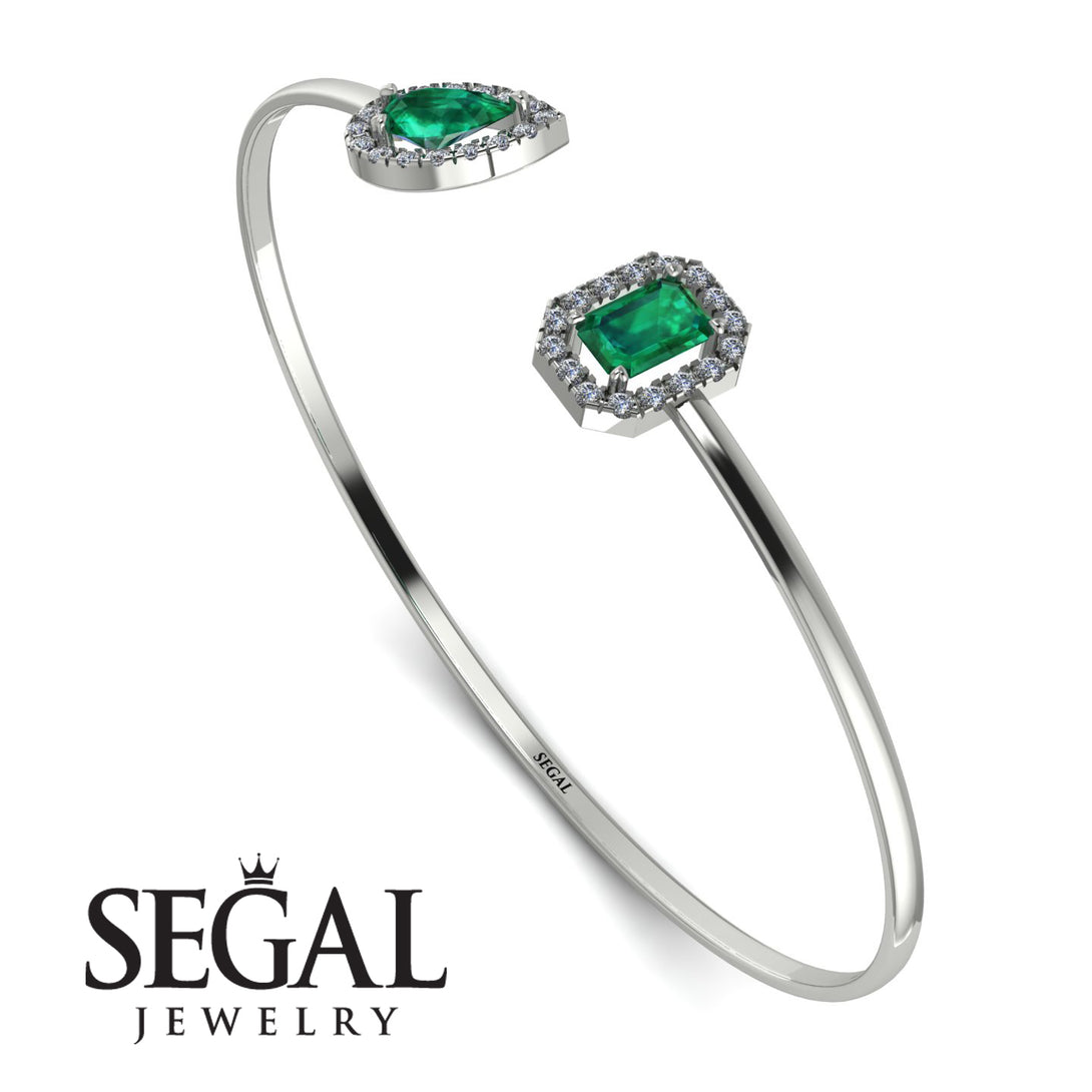 Geometric Pearl And Emerald Emerald Bracelet - Catherine No. 6