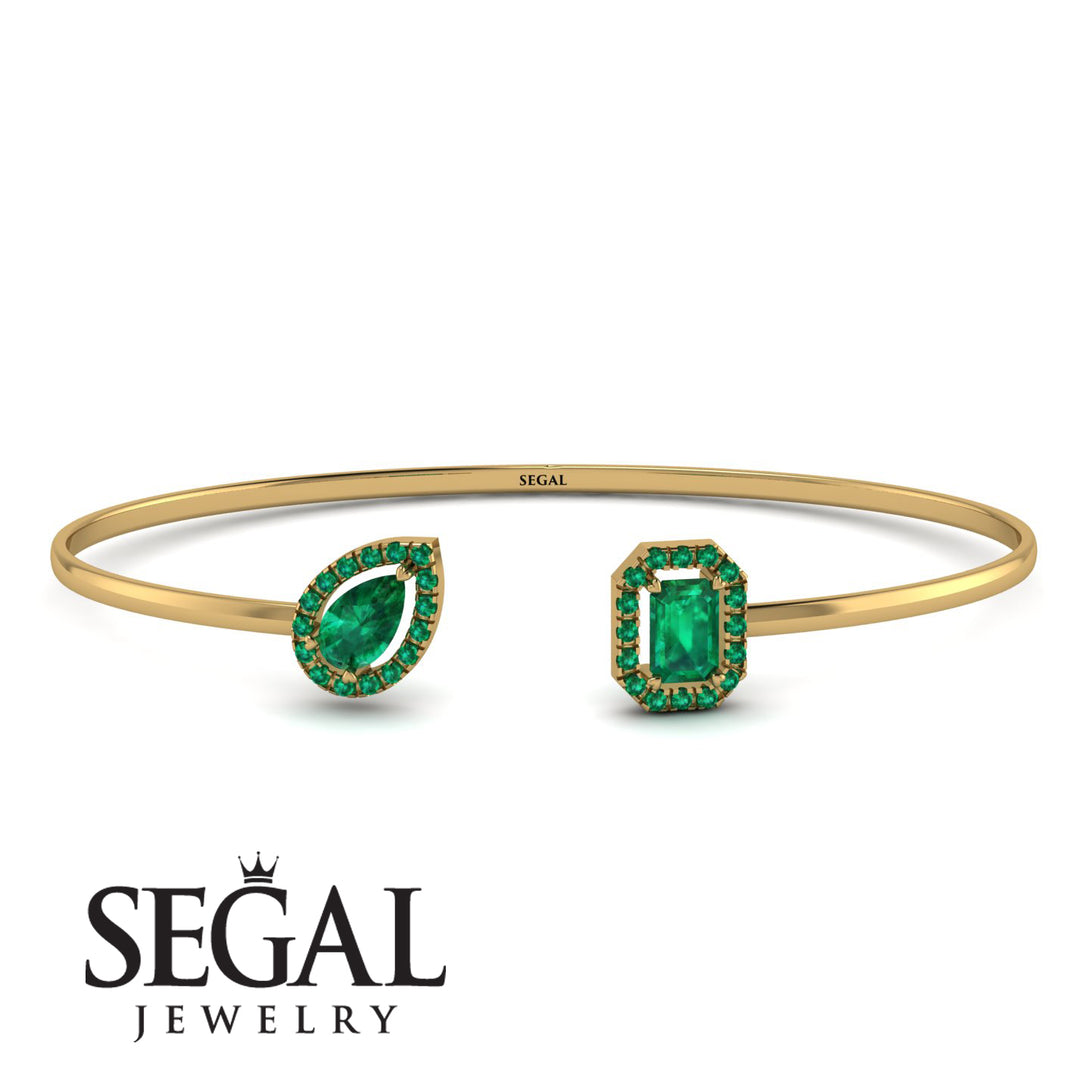 Geometric Pearl And Emerald Emerald Bracelet - Catherine No. 19