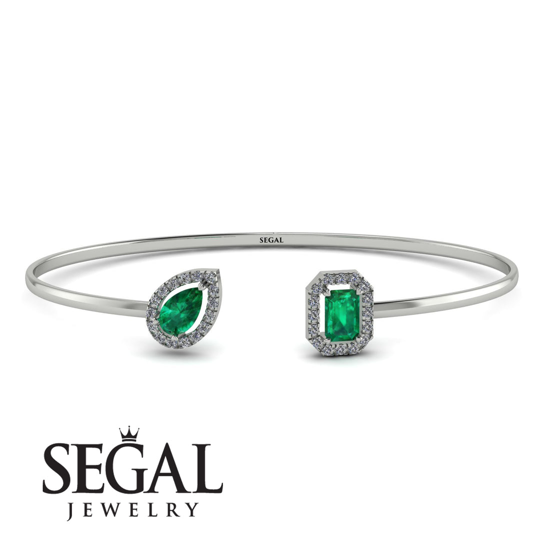 Geometric Pearl And Emerald Emerald Bracelet - Catherine No. 6