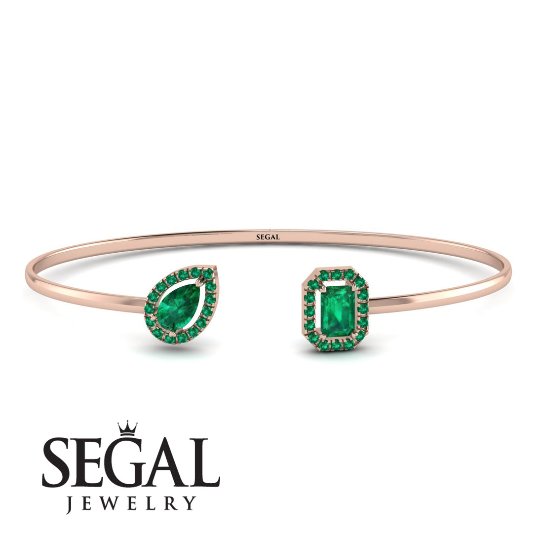 Geometric Pearl And Emerald Emerald Bracelet - Catherine No. 20