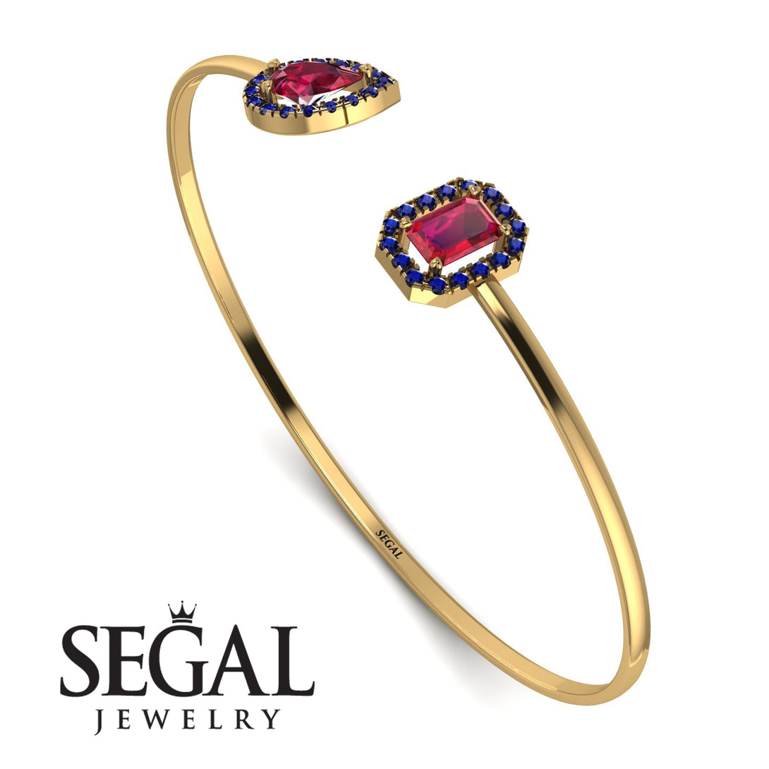 Geometric Pearl And Emerald Ruby Bracelet - Catherine No. 70