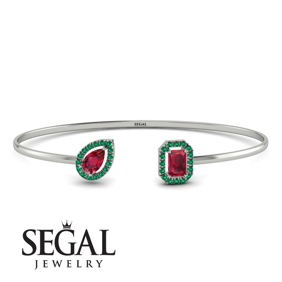 Geometric Pearl And Emerald Ruby Bracelet - Catherine No. 27