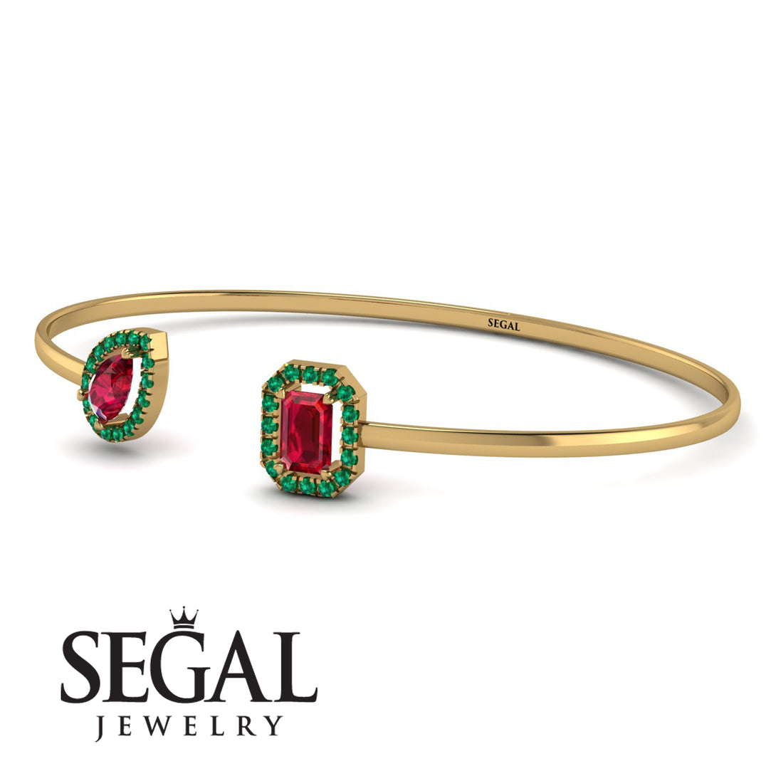 Geometric Pearl And Emerald Ruby Bracelet - Catherine No. 25