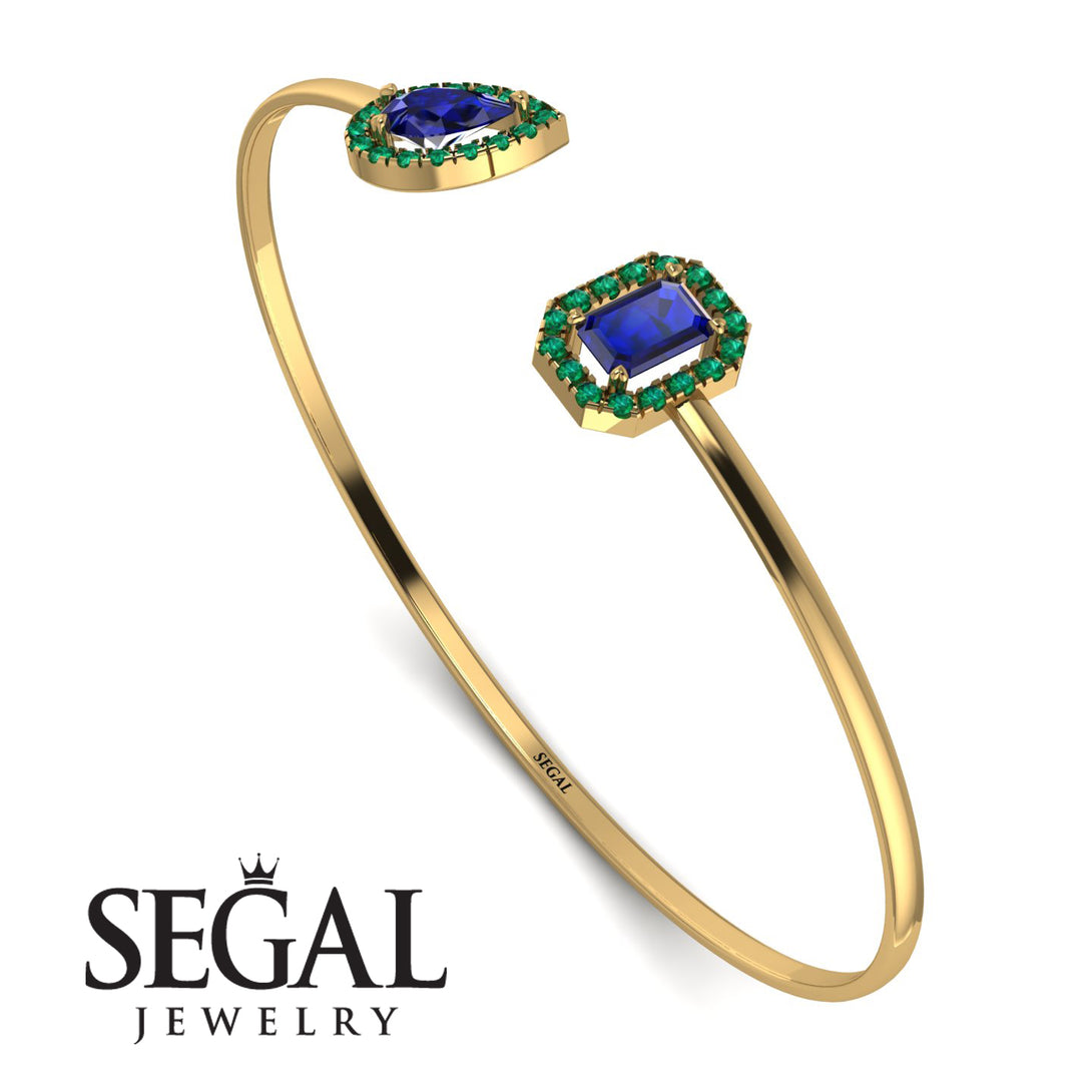 Geometric Pearl And Emerald Sapphire Bracelet - Catherine No. 28