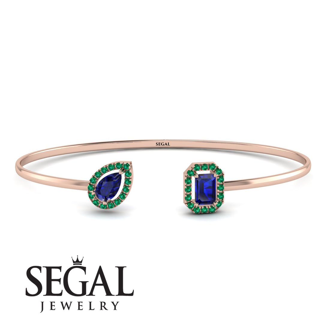 Geometric Pearl And Emerald Sapphire Bracelet - Catherine No. 29