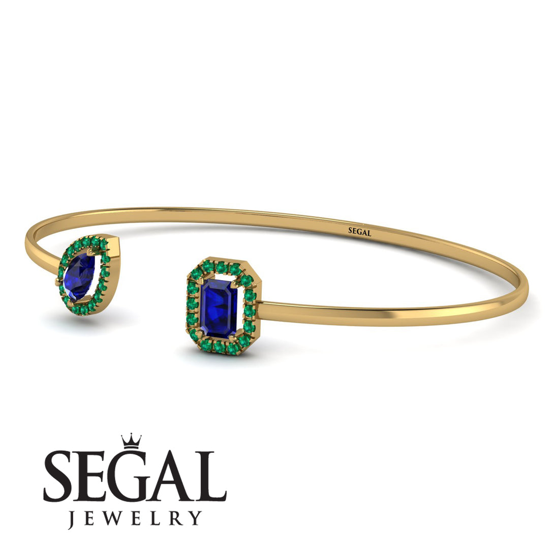 Geometric Pearl And Emerald Sapphire Bracelet - Catherine No. 28