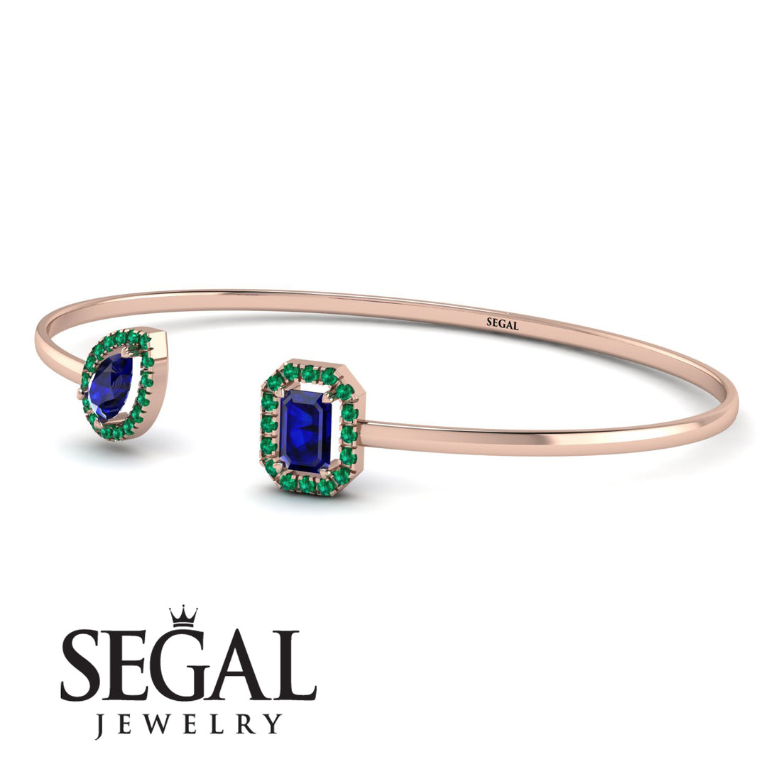 Geometric Pearl And Emerald Sapphire Bracelet - Catherine No. 29