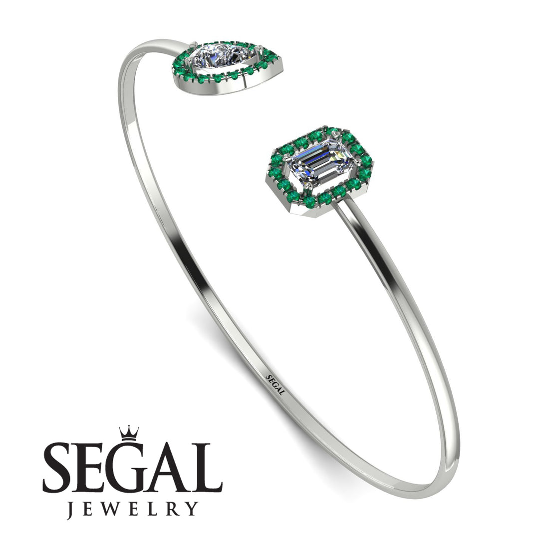 Geometric Pearl And Emerald Diamond Bracelet - Catherine No. 18