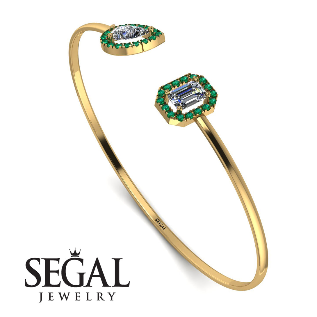 Geometric Pearl And Emerald Diamond Bracelet - Catherine No. 16