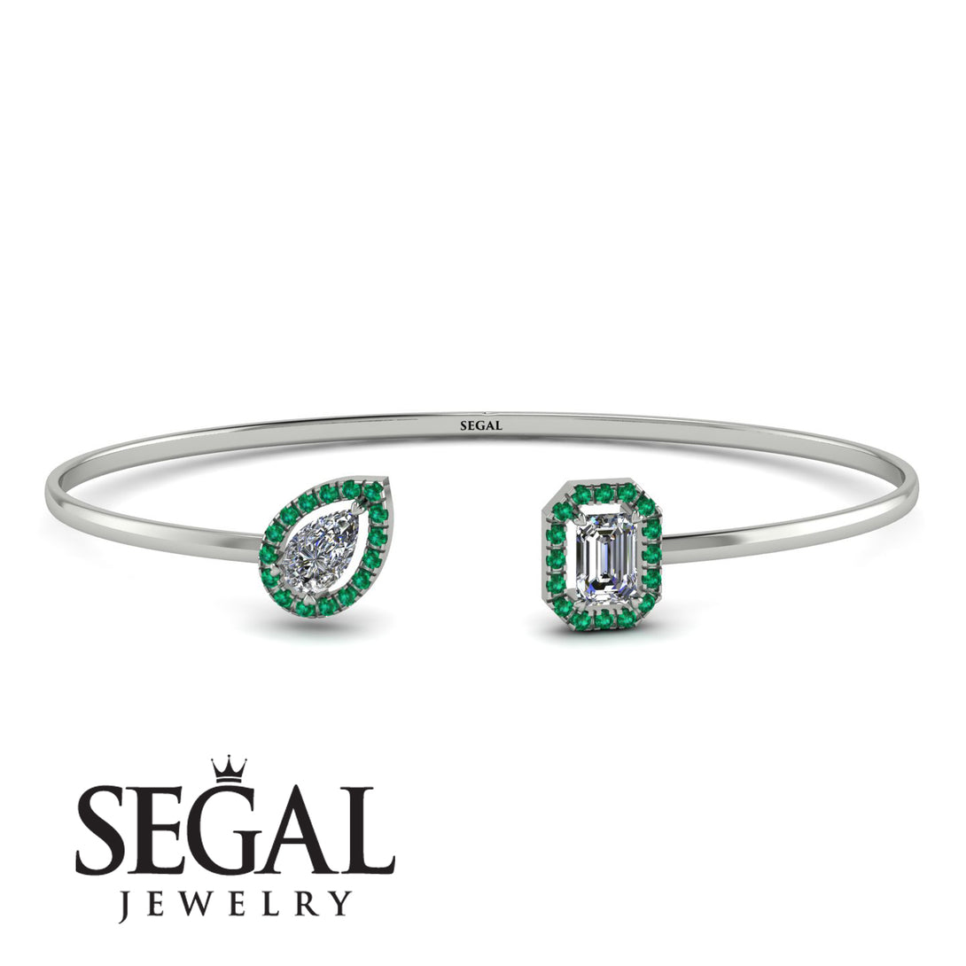 Geometric Pearl And Emerald Diamond Bracelet - Catherine No. 18