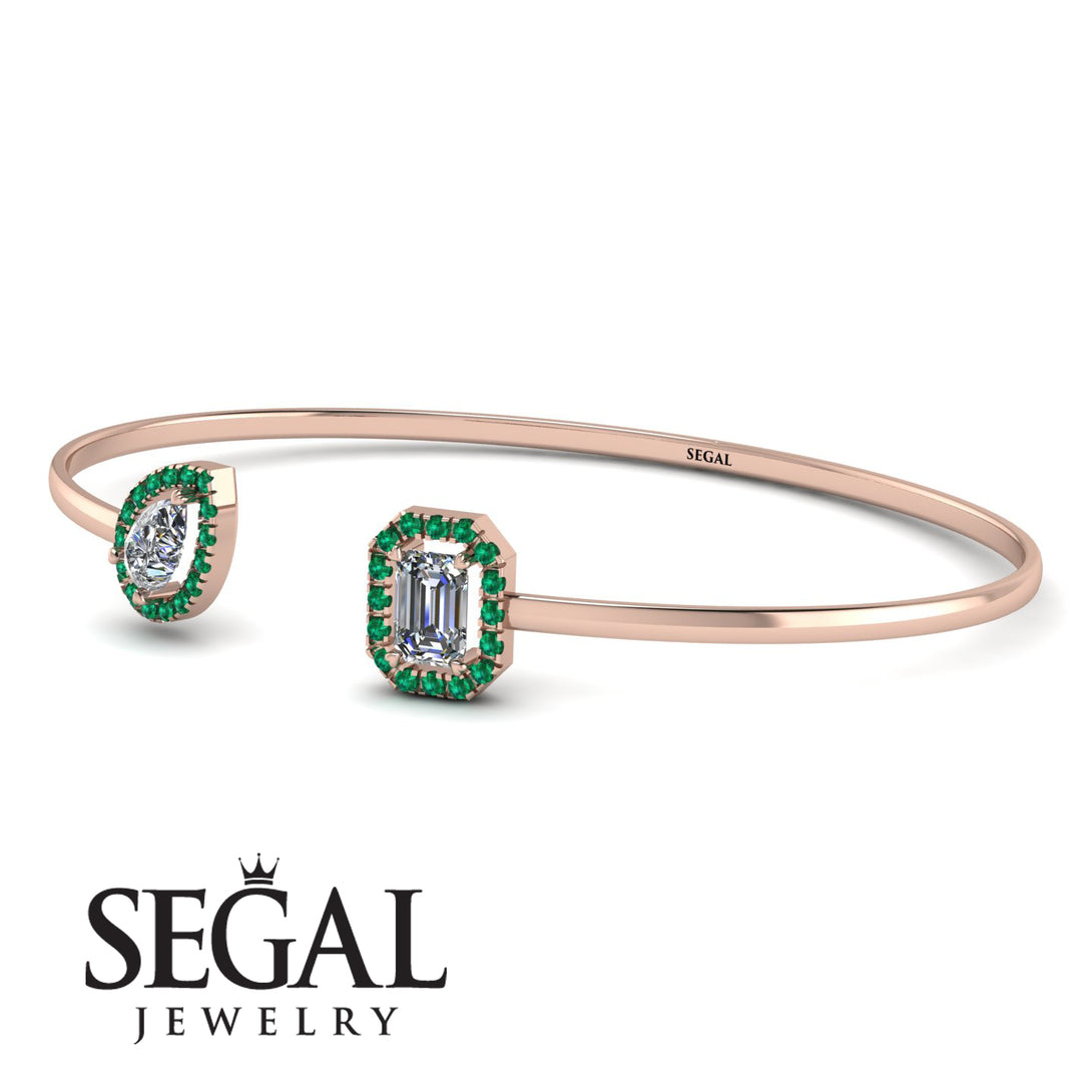 Geometric Pearl And Emerald Diamond Bracelet - Catherine No. 17