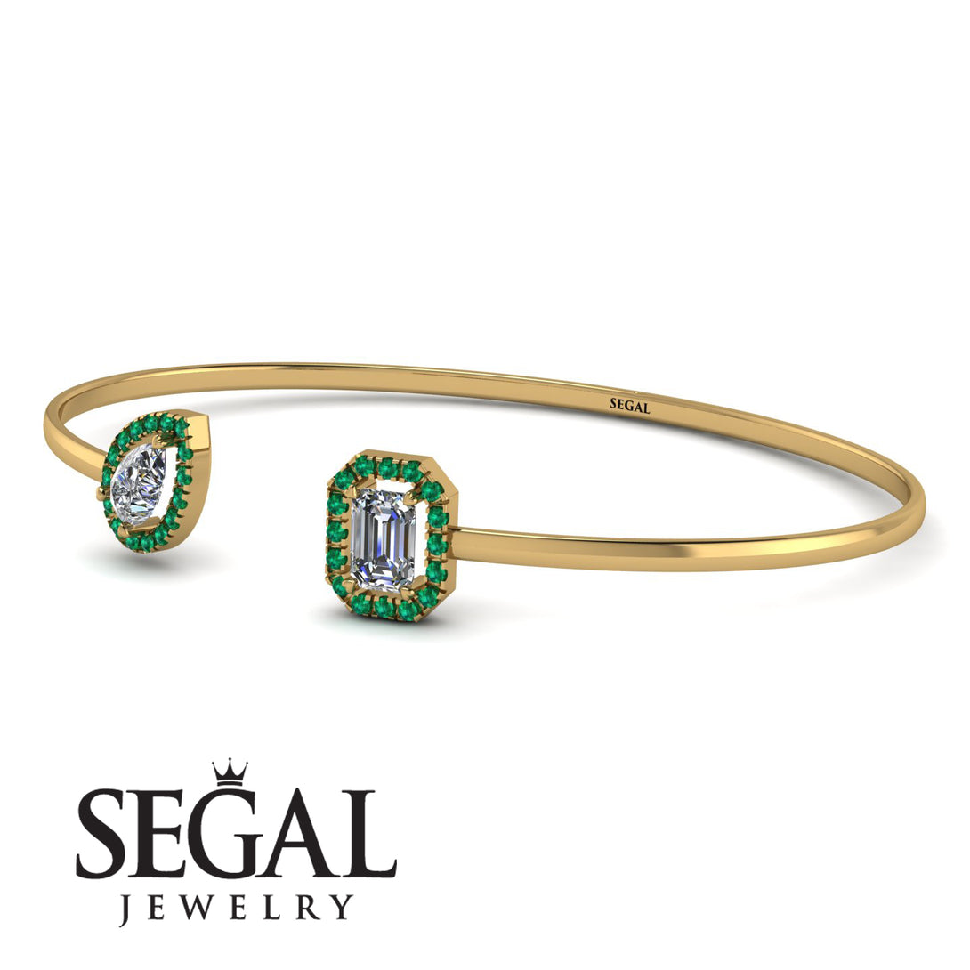 Geometric Pearl And Emerald Diamond Bracelet - Catherine No. 16