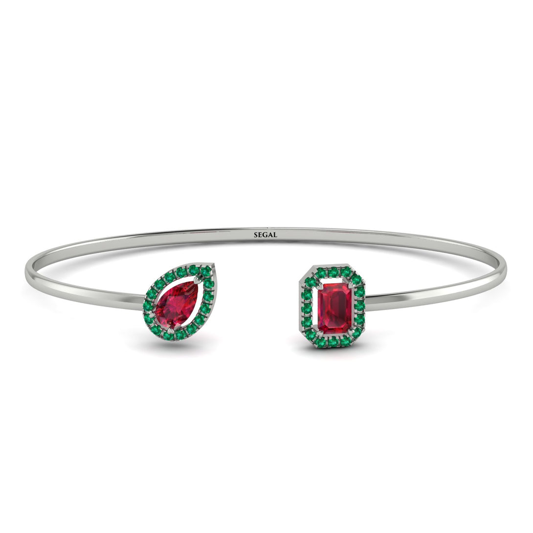 Geometric Pearl And Emerald Ruby Bracelet - Catherine No. 27