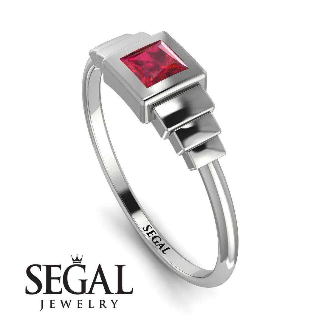 Geometric Princess Cut Ruby Ring - Everleigh No. 12