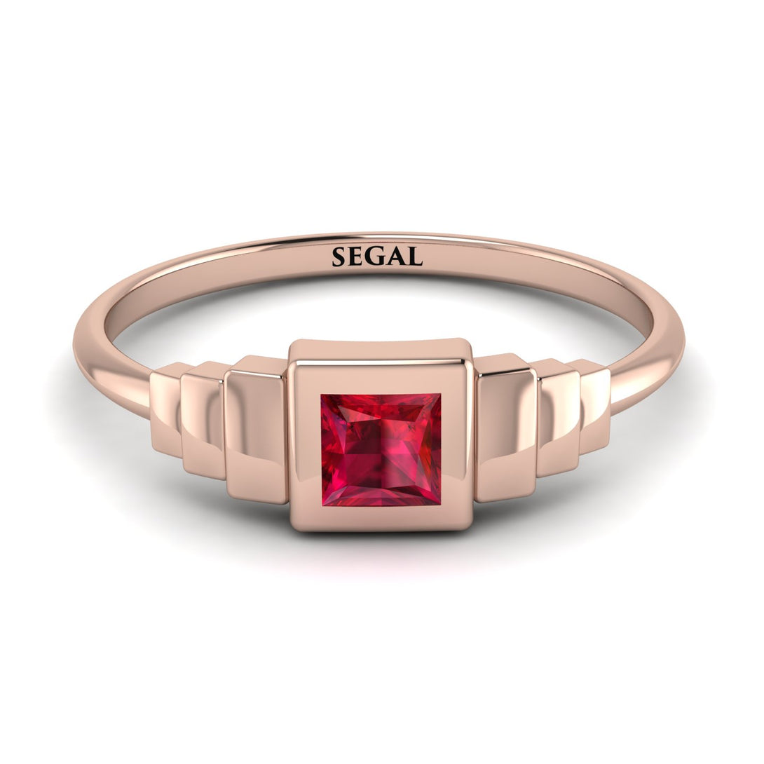 Geometric Princess Cut Ruby Ring - Everleigh No. 11