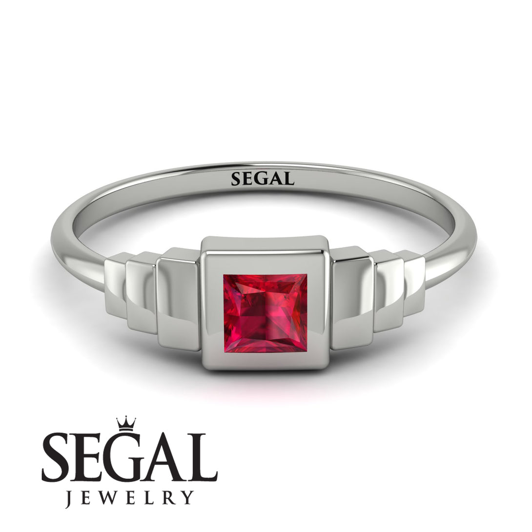 Geometric Princess Cut Ruby Ring - Everleigh No. 12