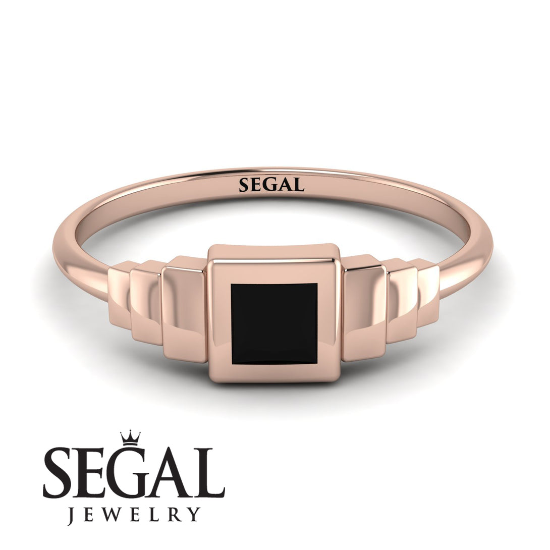 Geometric Princess Cut Black Diamond Ring - Everleigh No. 8