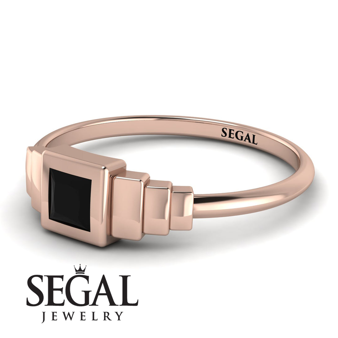 Geometric Princess Cut Black Diamond Ring - Everleigh No. 8