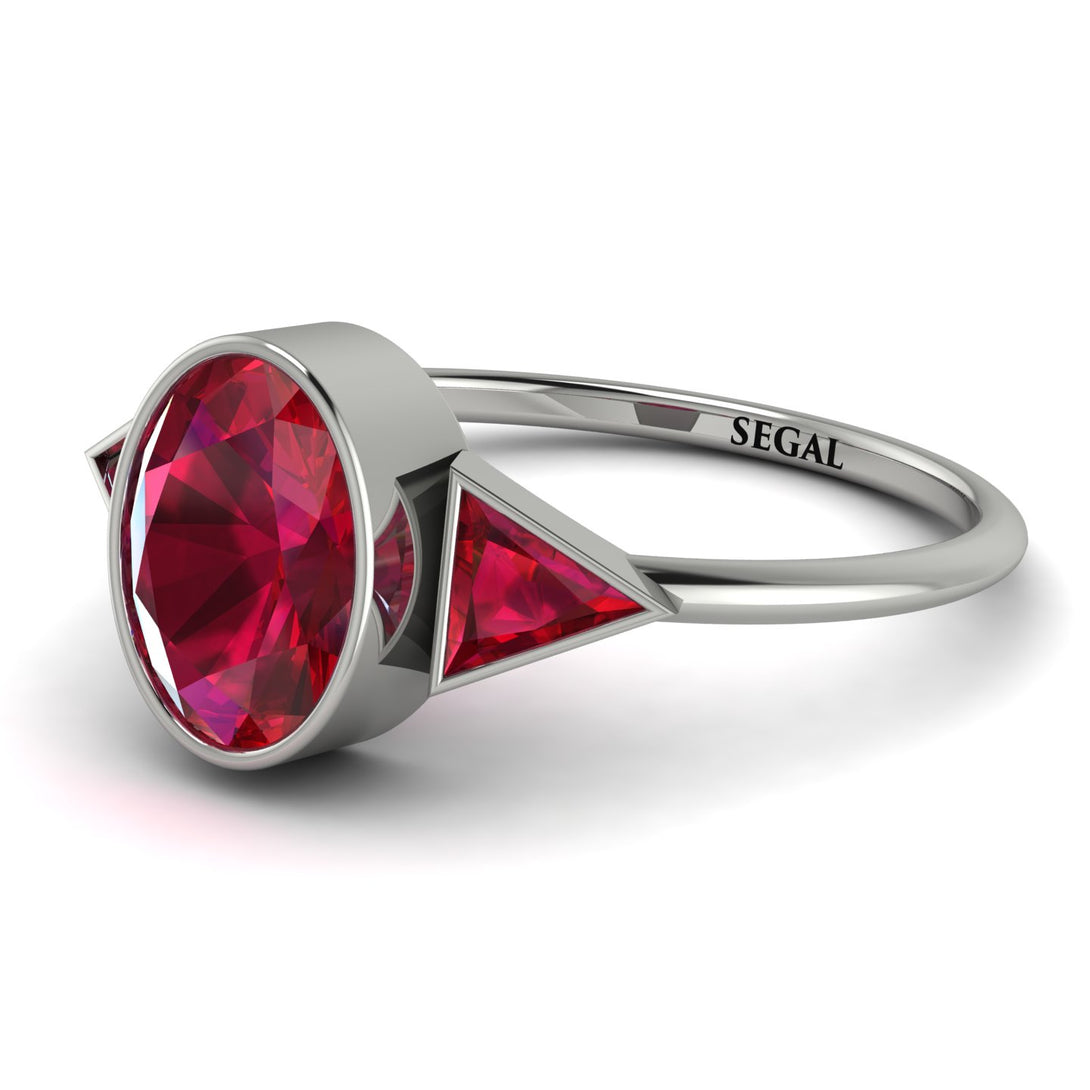 Geometrical Bezel Ruby Ring - Trinity No. 57