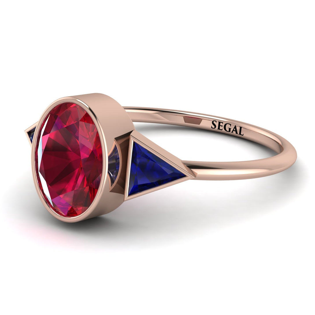 Geometrical Bezel Ruby Ring - Trinity No. 59