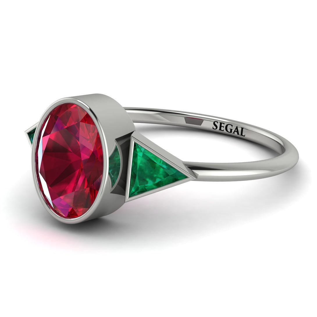 Geometrical Bezel Ruby Ring - Trinity No. 51