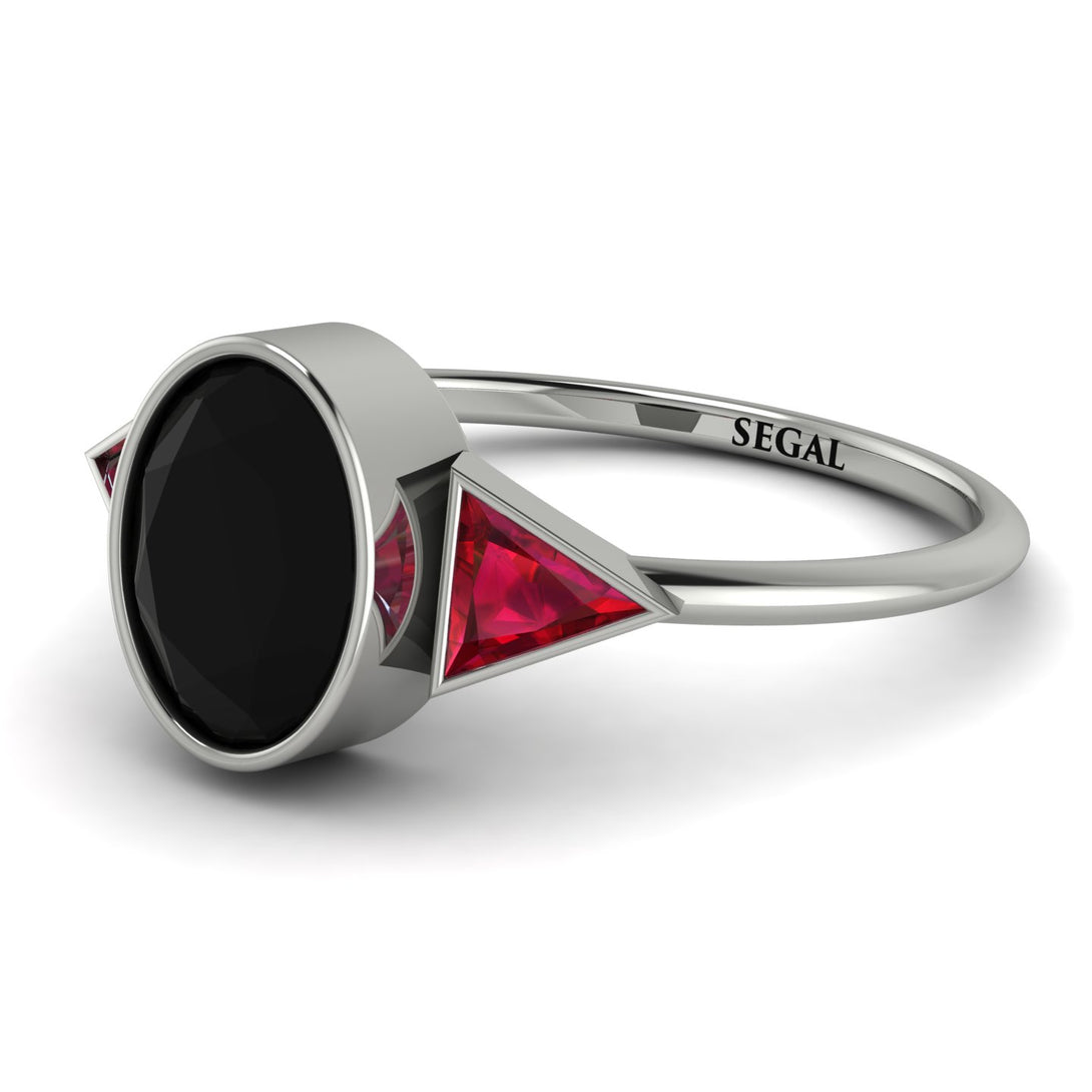 Geometrical Bezel Black Diamond Ring - Trinity No. 42