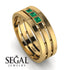 Geometrical Emerald Wedding Ring - David No. 4