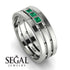 Geometrical Emerald Wedding Ring - David No. 6